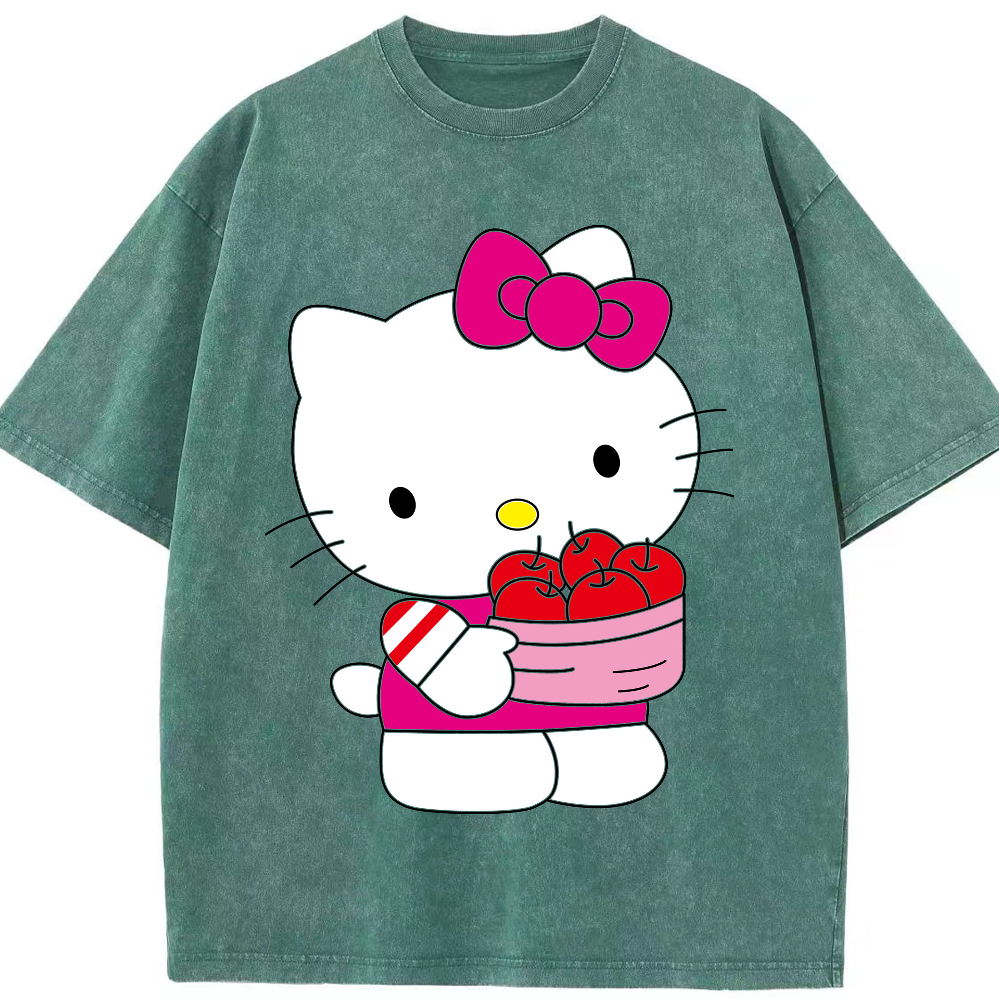 （画像用） Hello Kitty ハローキティ 綿100% ヴィンテージ風 半袖Tシャツ（フロントプリント）